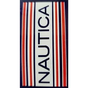 Nautica red blue white striped cotton Beach Pool Towel New